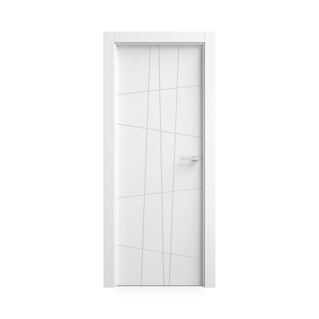 Puerta Lacada Blanca Maciza Modelo TB75 con Diseño Geométrico Dinámico