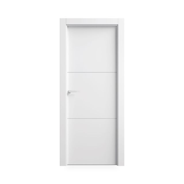 Puerta Lacada Blanca Maciza Modelo TB803 con tres cuadros