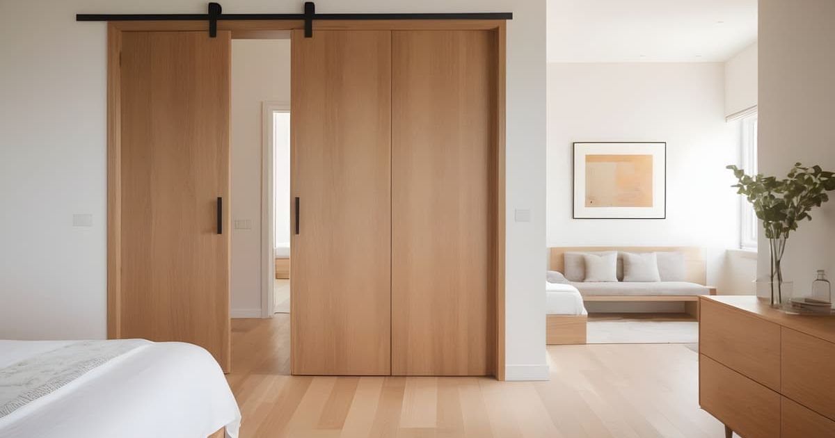 puerta corredera de dos hojas en una habitacion moderna