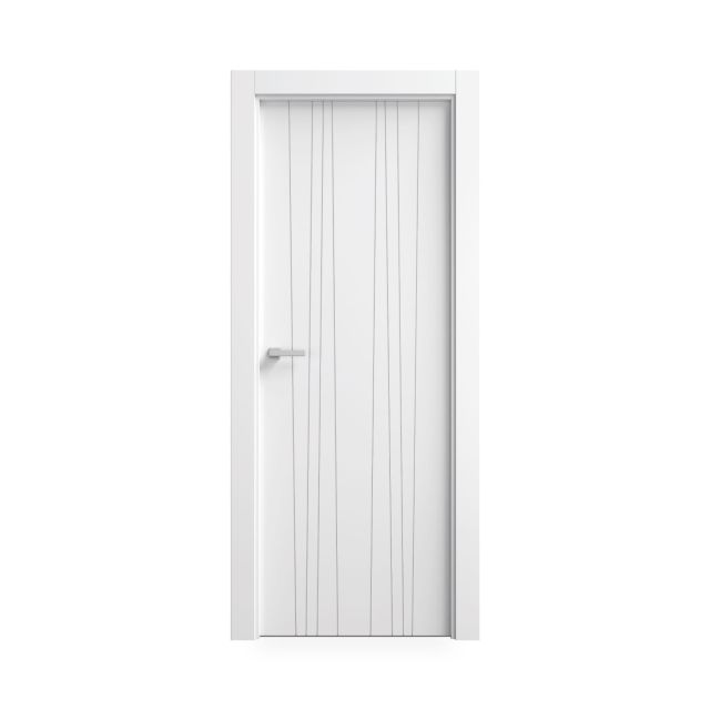 Puerta Lacada Blanca en Block Maciza Modelo TB74 con Líneas Verticales Estilizadas