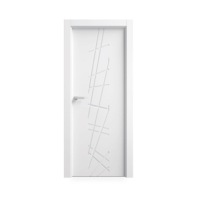 Puerta Lacada Blanca en Block Maciza Modelo TB73 con Diseño de Rayas Entrecruzadas