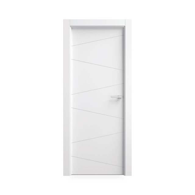 Puerta lacada blanca en block maciza mod. TB76 con diseño angulado moderno