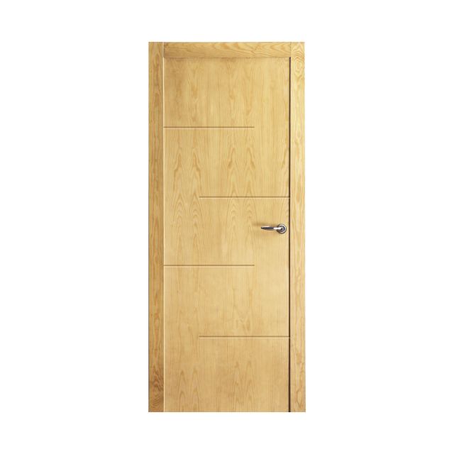 Puerta maciza de pino 4 lineas horizontales en block AL26