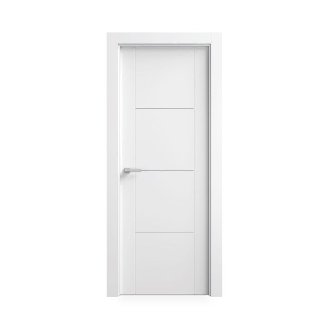 Puerta Lacada Blanca Maciza Modelo TB824 con Diseño de 4 Paneles Horizontales