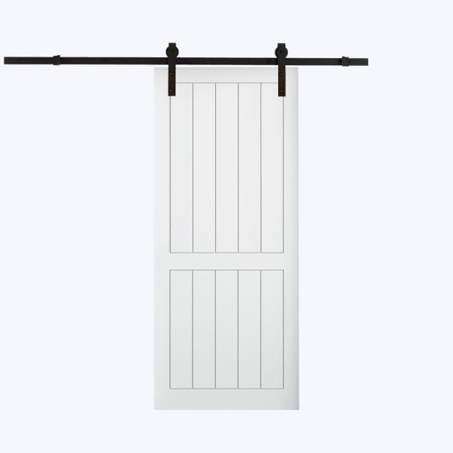 puerta corredera blanca con rayas