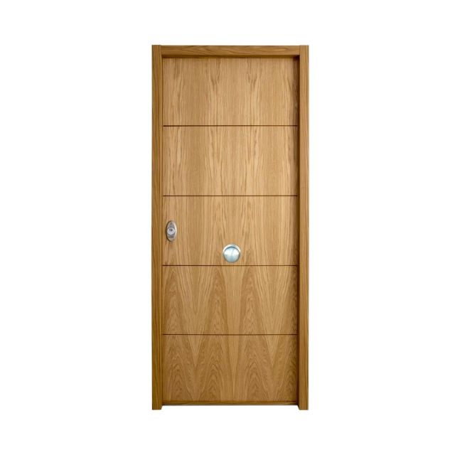 puerta acorazada roble moderna 4 lineas