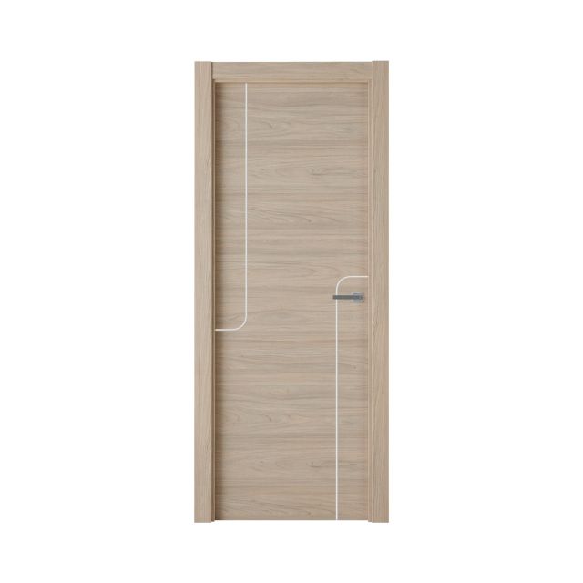 Puerta laminada X1005 roble estrío con greca blanca