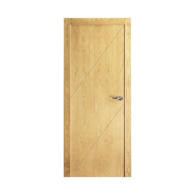 Puerta maciza de pino 2 rayas diagonales en block AL212