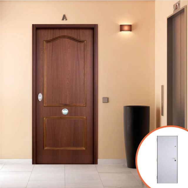 puerta acorazada sapelly y blanco