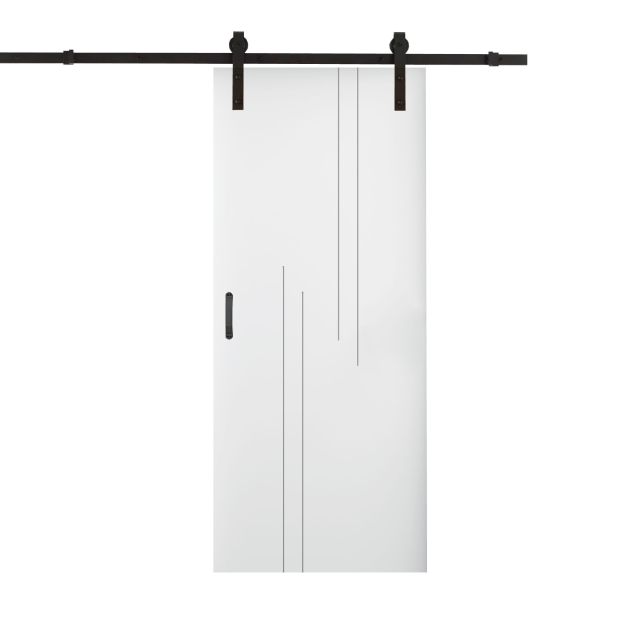 Puerta corredera de rayas verticales blanca